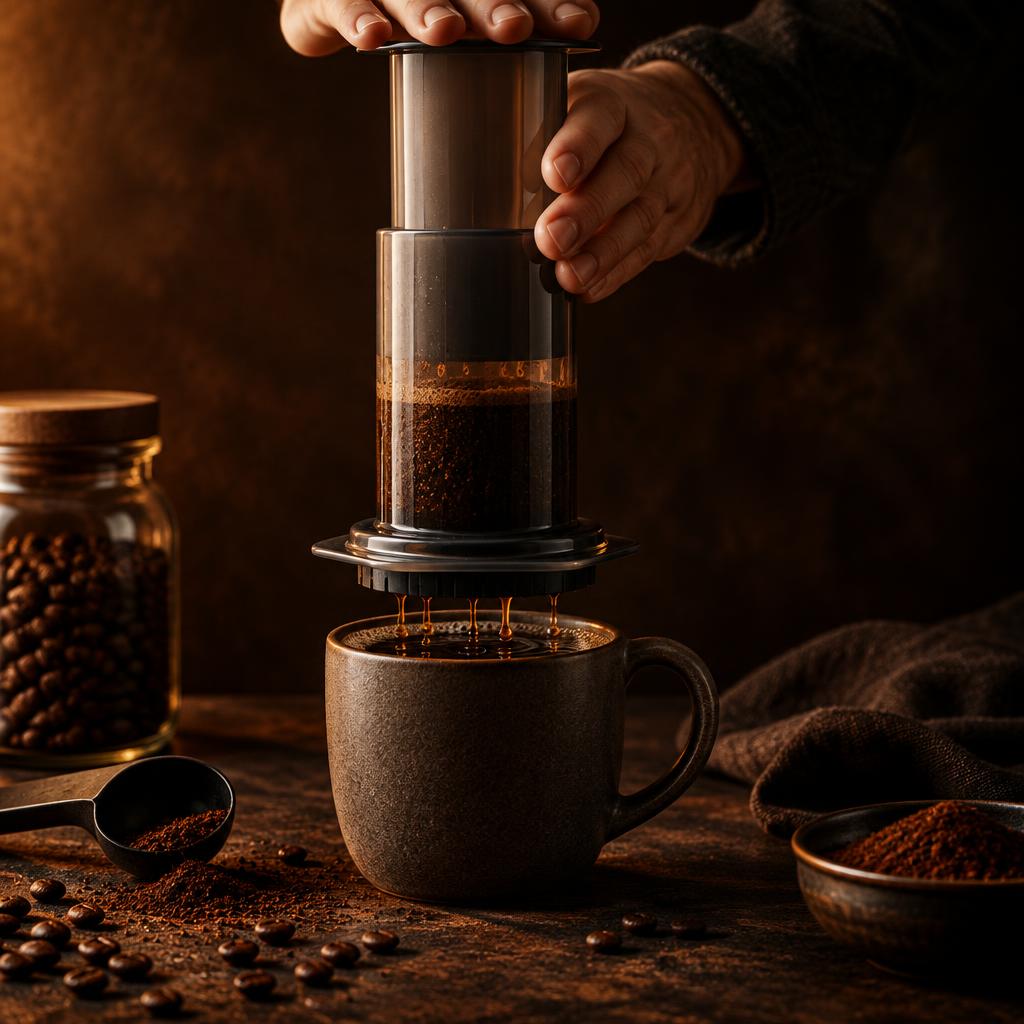 Preparo de café em Aeropress